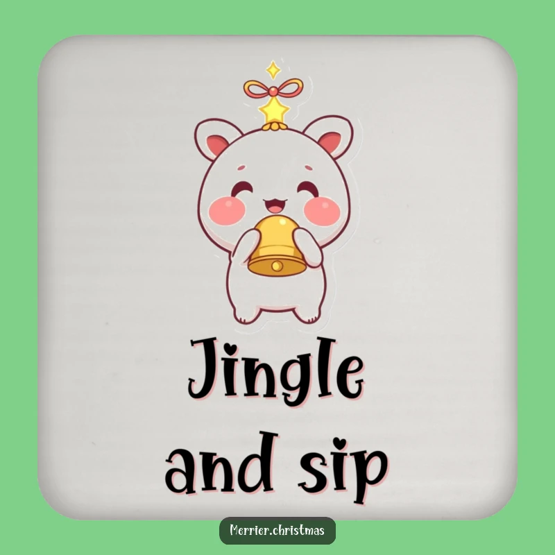 Funny Coaster Set: Kawaii Bell Protection, Unique Funny Gift for Tables