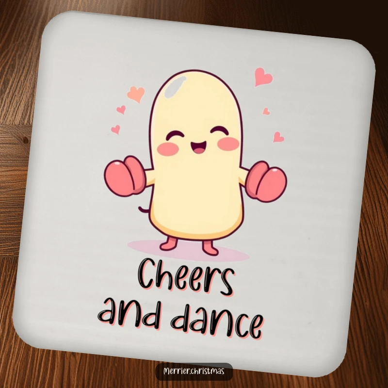 Funny dancing mitten coaster, a cute character full of glee, joyfully dancing and protecting surfaces.