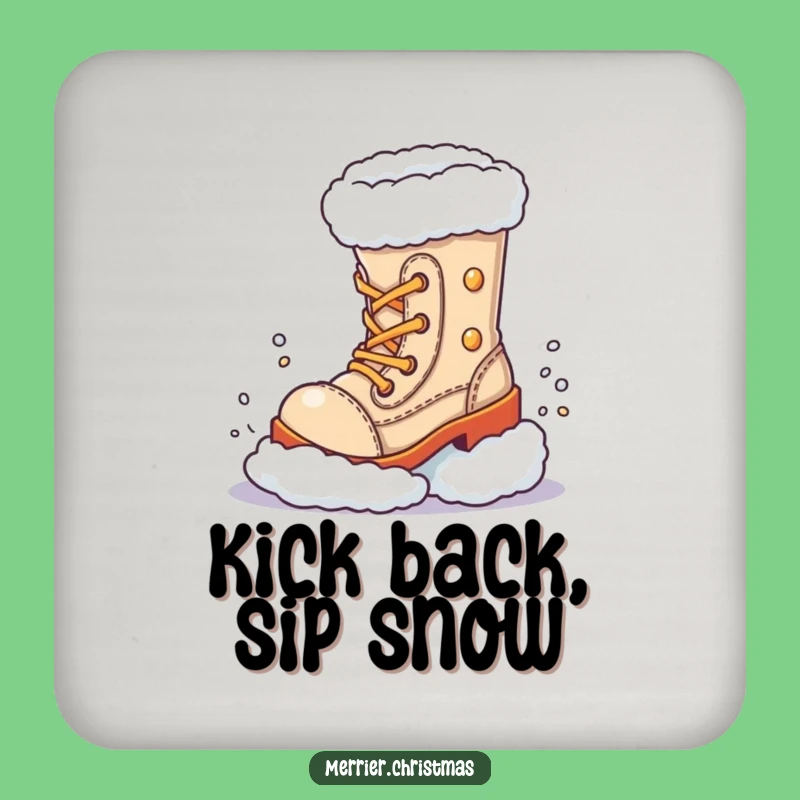 Funny Festive Boot Snow Kick Coaster - Protect Surfaces with Humor!
