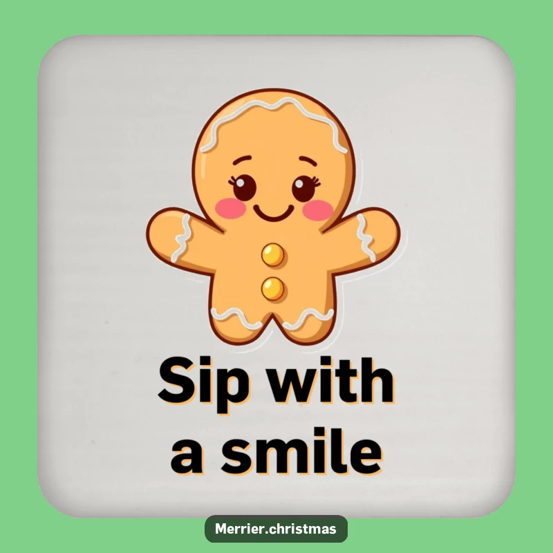 Funny Gingerbread Man Drink Coaster: Protect Surfaces with a Smile