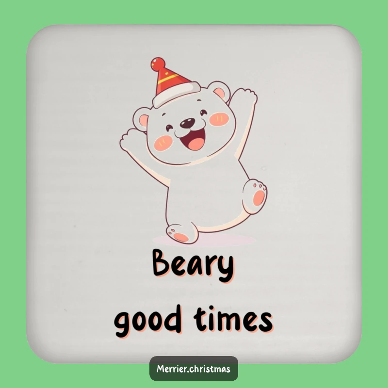Funny Polar Bear Cub Drink Coasters: Protect Surfaces with Joyful Humor!