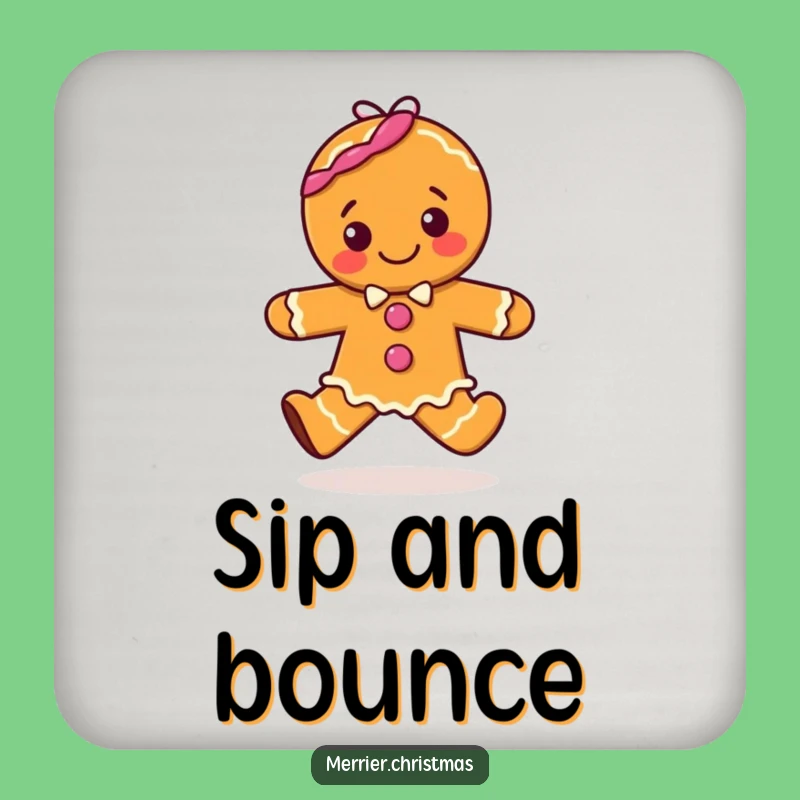 Funny Gingerbread Hop Coaster: Protect Surfaces with Holiday Sweetness