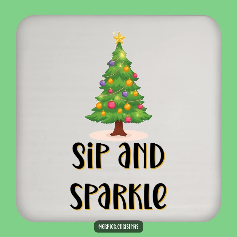 Funny Sparkling Christmas Tree Drink Coaster: Protect Surfaces with Holiday Sparkle