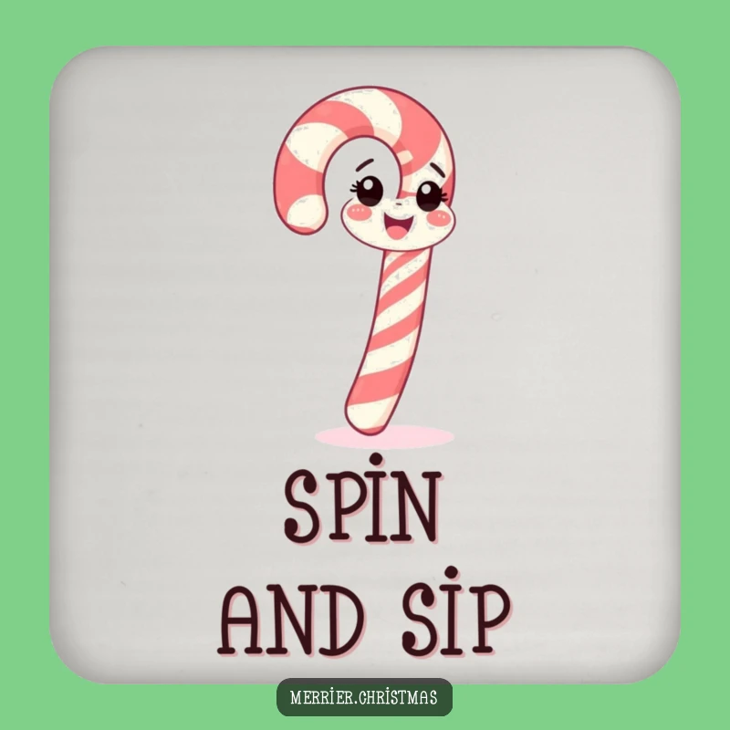 Funny Candy Cane Spin Drink Coaster: Protect Surfaces with Sweetness