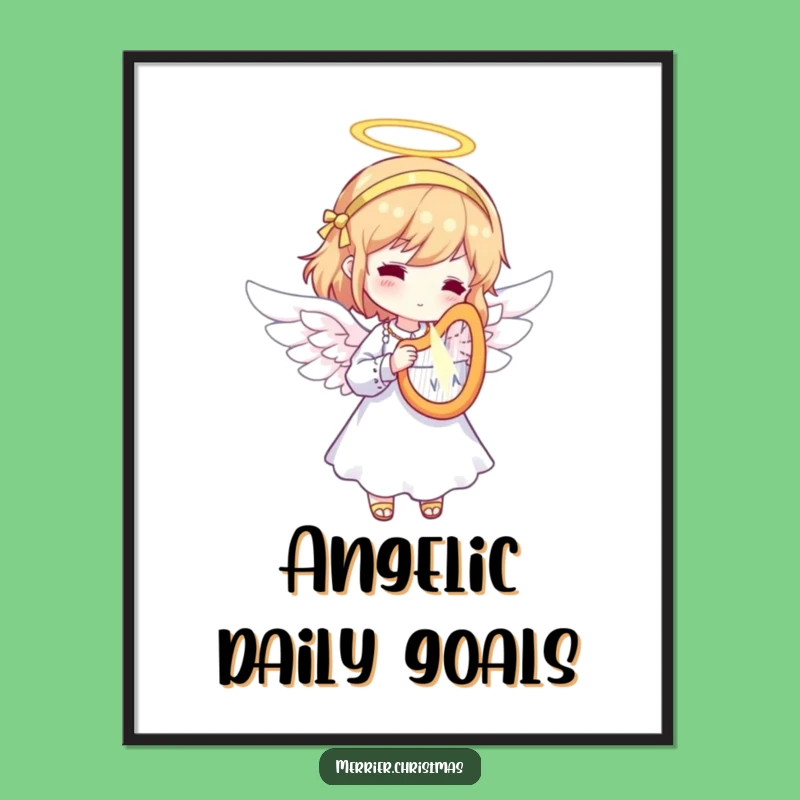 Funny Angel Harp Poster: Heavenly Wall Art for a Hilariously Divine Atmosphere