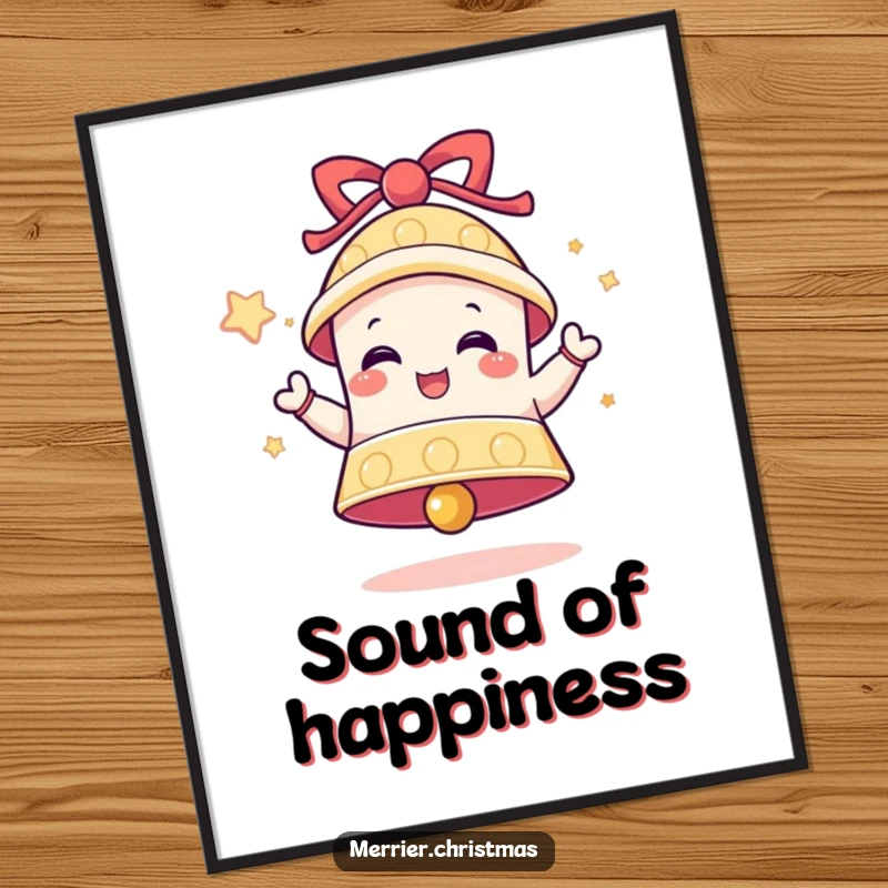 Funny Bell Poster featuring a ringing bell character exuding delight, perfect for adding festive and joyful wall decor.