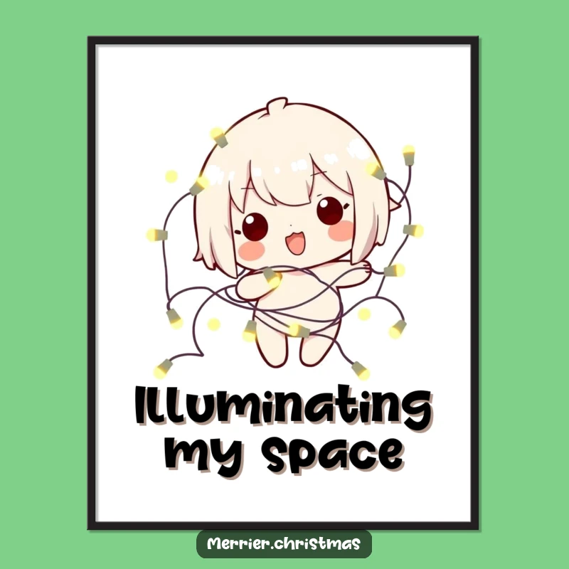 Funny Kawaii Tangled Lights Poster: Brighten Your Walls with Festive Humor!