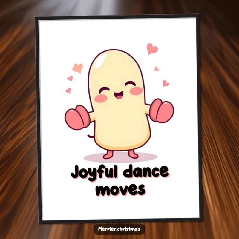 Funny dancing mitten poster, a cute character full of glee, joyfully dancing and radiating happiness.