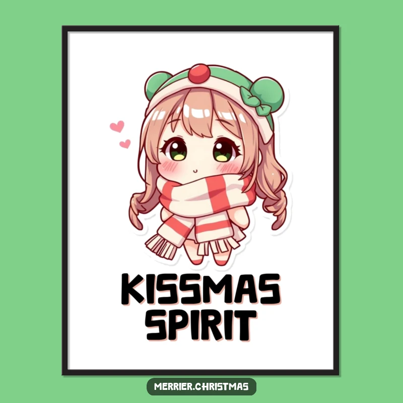 Funny Festive Scarf Kiss Poster: Decorate Your Space with Holiday Joy!