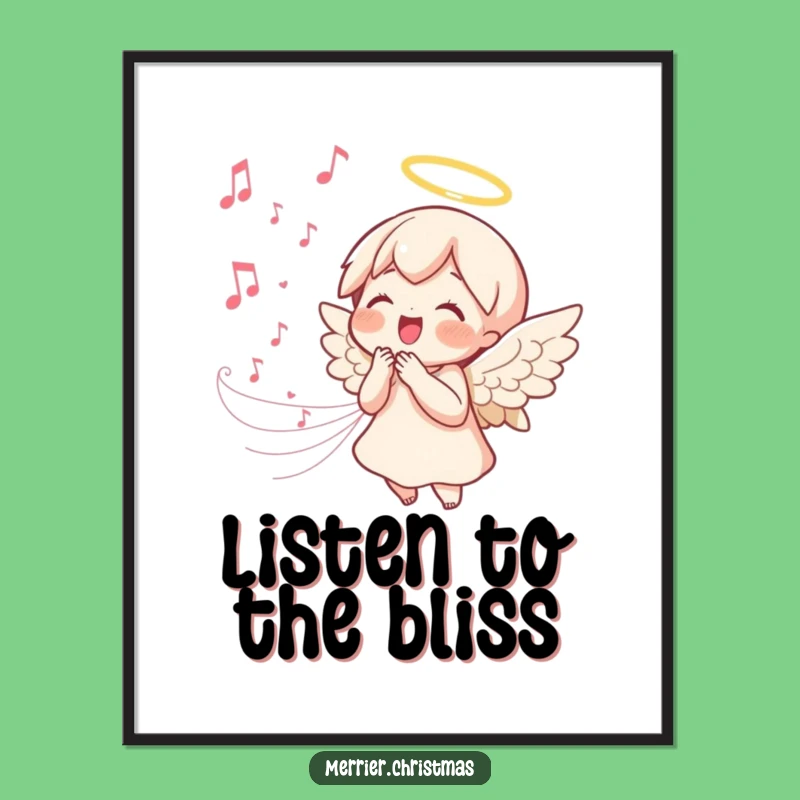 Funny Angel Singing Art Print - Joyful Kawaii Melody Poster - Peaceful Decor