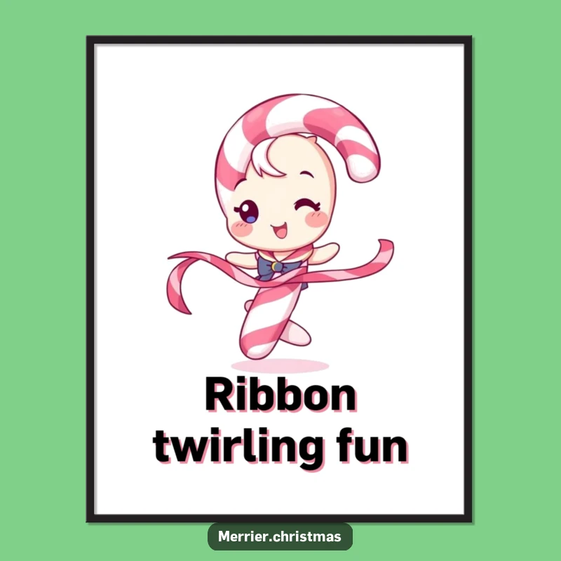 Funny Candy Cane Twirl Poster: Playful Holiday Art, Festive Funny Gift