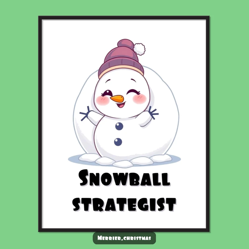 Funny Winking Snowman Art Print: Festive Winter Decor, Perfect Humorous Gift!