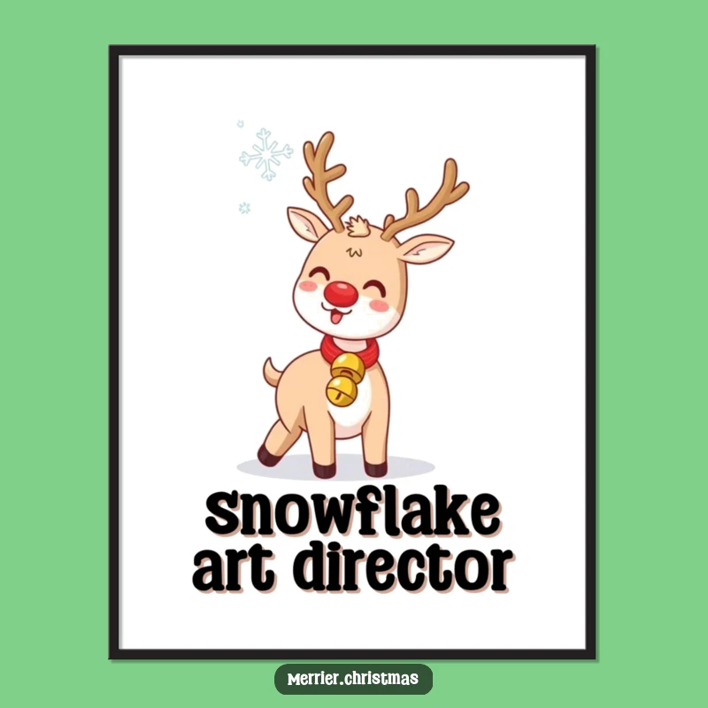 Funny Jingle Bell Reindeer Art Print: Festive Holiday Decor, Perfect Humorous Gift!