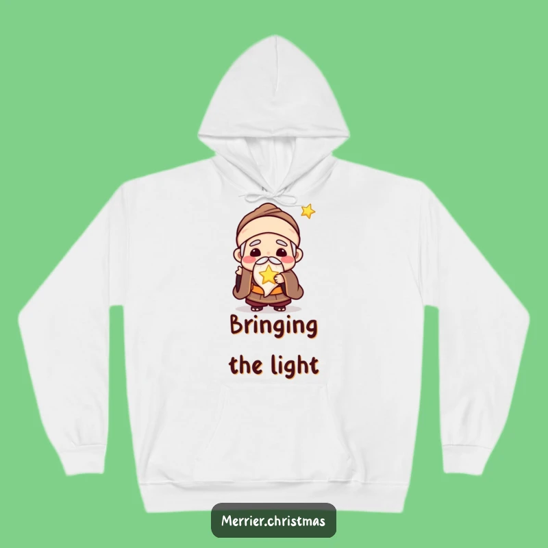 Funny Kawaii Wise Man Hoodie: Cozy Wisdom with a Glowing Star