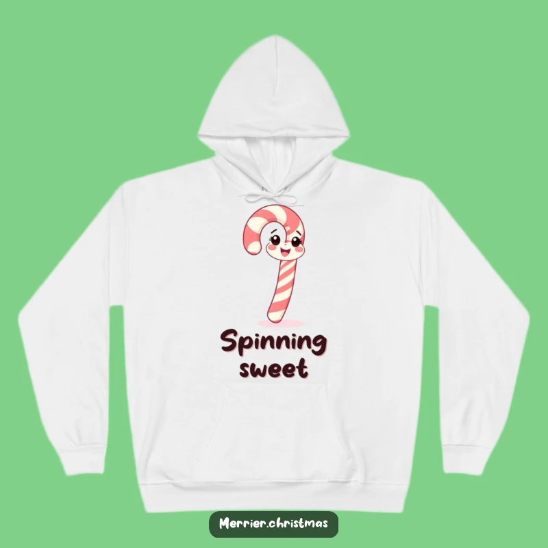 Cozy Funny Candy Cane Spin Hoodie: Warm Holiday Cheer Gift