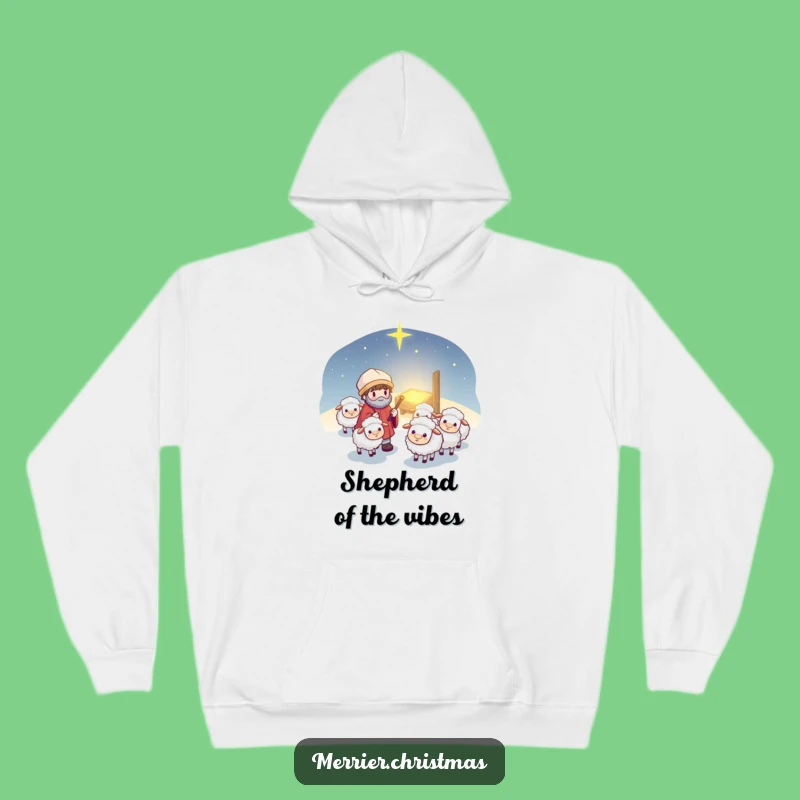Funny Kawaii Shepherd Hoodie: Cozy Cartoon Guiding Sheep Warmth, Perfect Gift