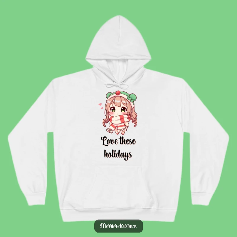 Funny Festive Scarf Kiss Hoodie: Cozy Up with Holiday Hugs and Kisses!
