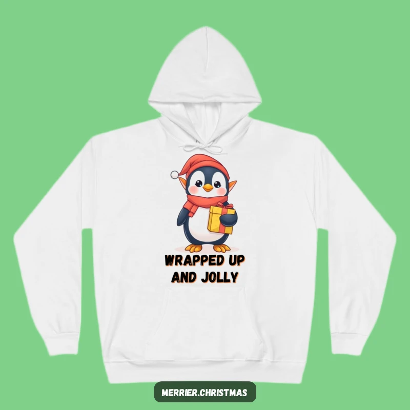 Funny Elf Penguin Hoodie - Cozy Festive Character Gift Holder, Ultimate Winter Warmth!