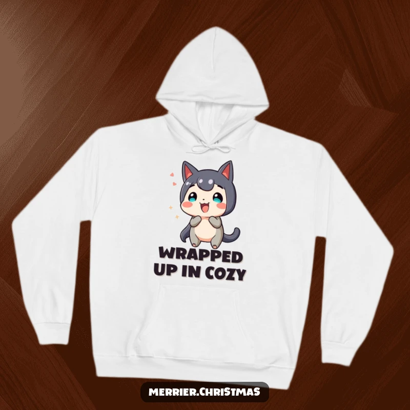 Funny Hoodie, a gift box character wiggling energetically, symbolizing happy anticipation and excitement.
