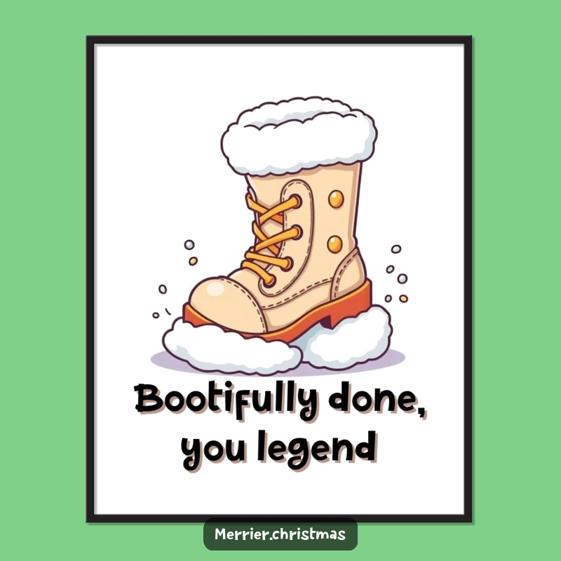 Free Printable Wall Art: Funny Boot Kicking Snow Downloadable Decor