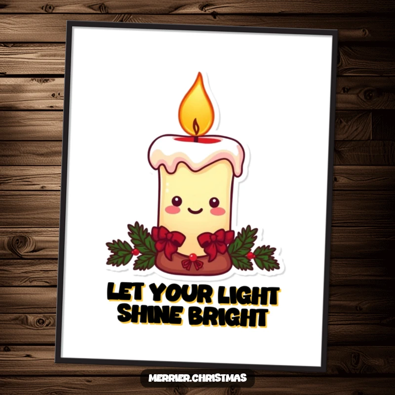 Funny Free Printable Wall Art: A candle character glowing warmly with a sweet, smiling flame.