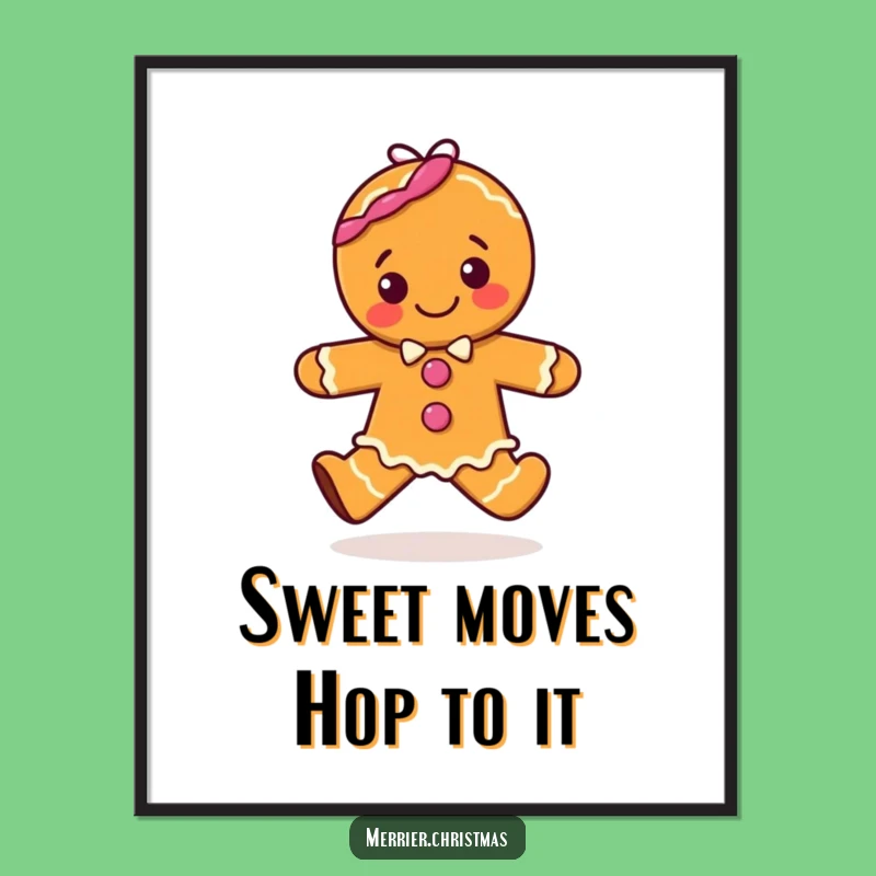 Free Printable Gingerbread Wall Art: Hopping Cookie Decor, Funny Downloadable Art for Kitchens