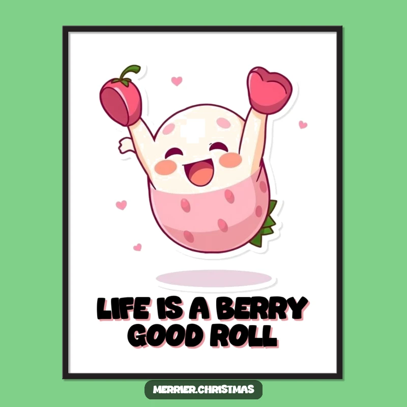 Free Printable Wall Art: Funny Holly Berry Somersault Downloadable Decor