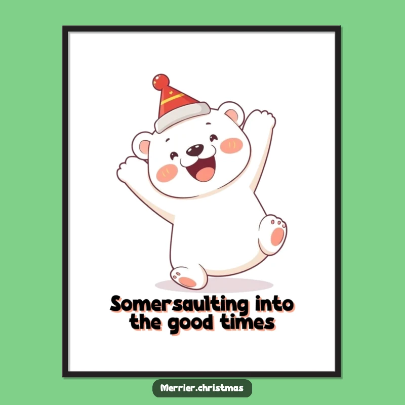 Free Printable Wall Art: Polar Bear Somersault Funny Downloadable Art Gift