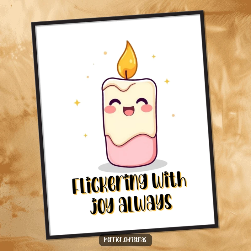 Funny Free Printable Wall Art: A candle character flickering with cheerful energy, bringing light and fun to your decor.