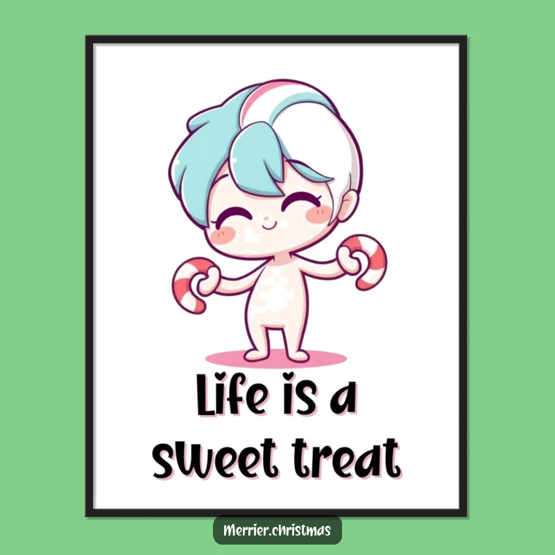 Funny Free Printable Wall Art: Playful Candy Cane Character, Joyful Downloadable Decor