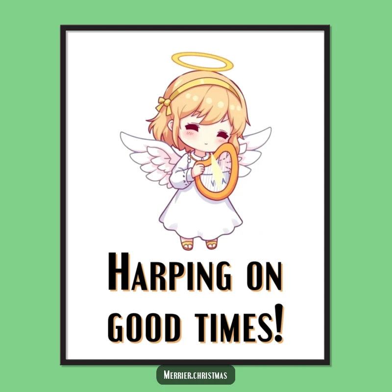 Free Printable Angel Wall Art: Harp Serenade Downloadable DIY Celestial Decor