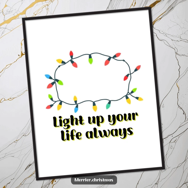 Funny Free Printable Wall Art: Playful Christmas lights creating a cheerful, bright, and funny pattern.
