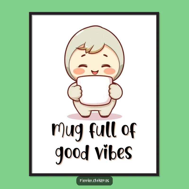 Funny Free Printable Wall Art: Warm Mug Smile Character - Cozy Decor
