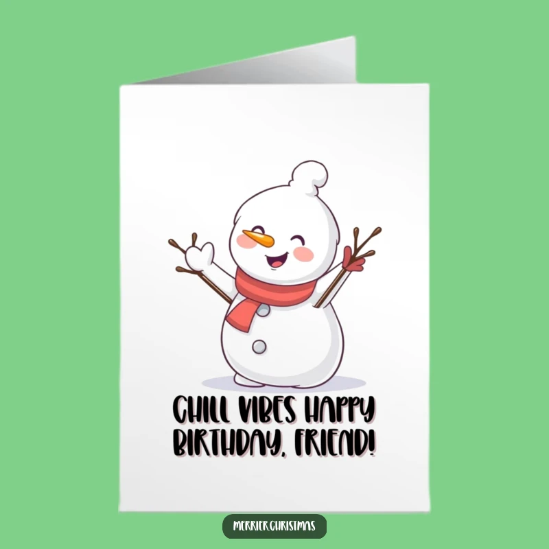 Free Printable Snowman Birthday Card: Waving Snowman, Funny Downloadable Gift for Winter Birthdays