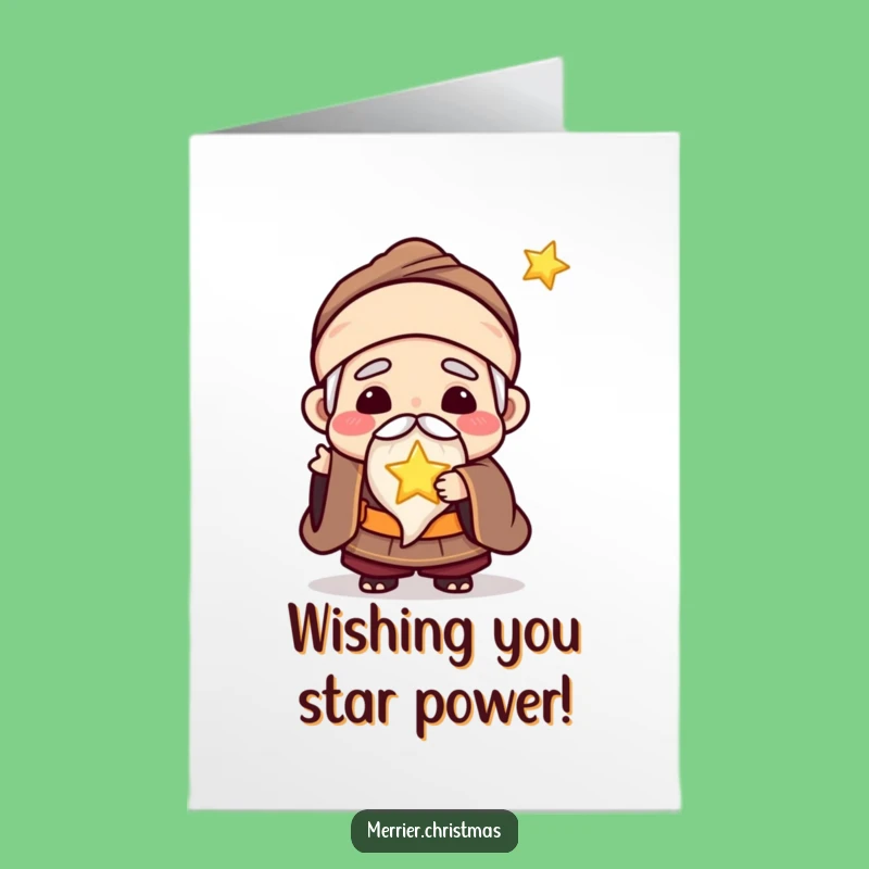 Free Printable Kawaii Wise Man Birthday Card: Star Gift Fun, Joyful Wishes, Instant Download