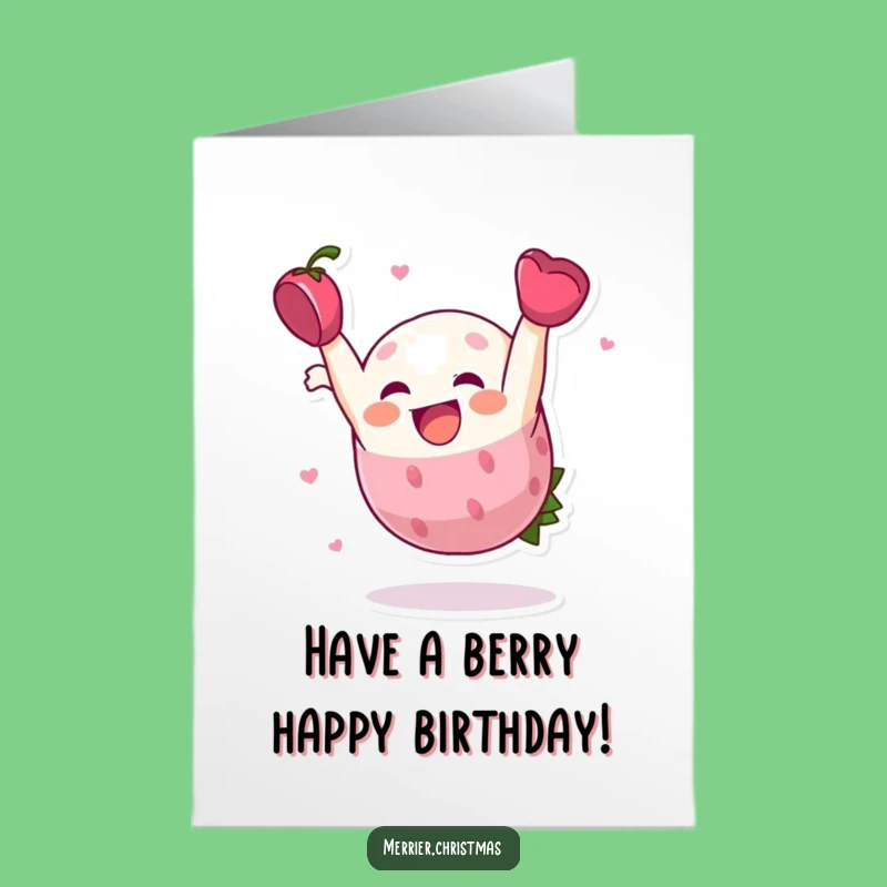 Free Printable Birthday Holly Berry Card: Funny Somersault Downloadable