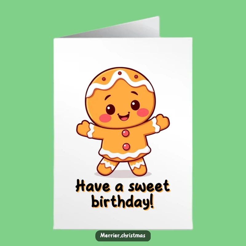 Free Printable Gingerbread Birthday Card: Funny Downloadable Dancer for a Sweet Celebration