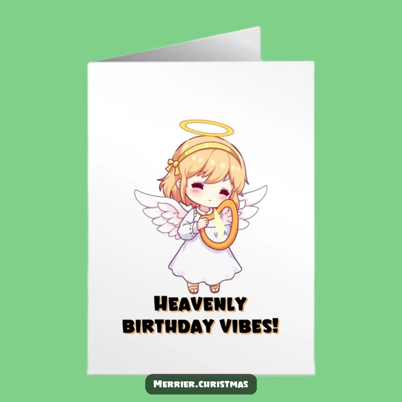 Free Printable Angel Birthday Card: Harp Serenade Downloadable Divine Gift