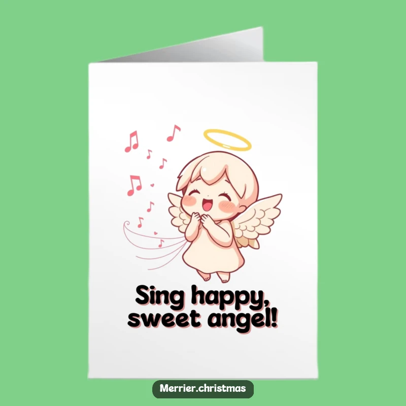 Joyful Birthday Card: Singing Angel Free Printable, Melodious Greeting