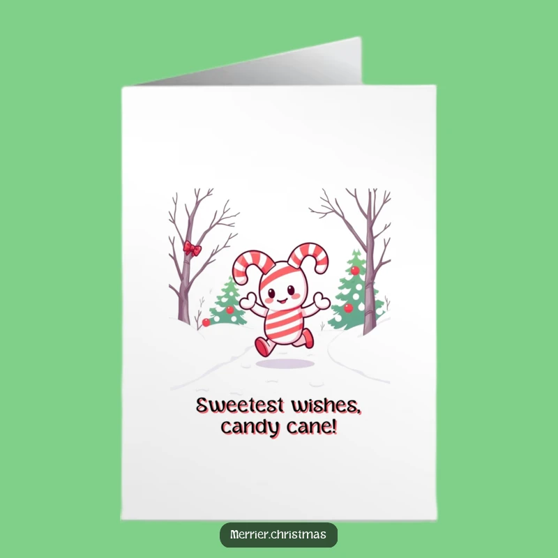 Free Printable Funny Birthday Card: Kawaii Candy Cane Joyful Hop for a Sweet Celebration