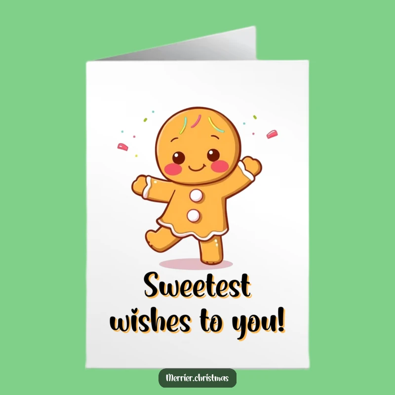 Free Printable Gingerbread Birthday Card: Dancing Sprinkle Downloadable Fun Gift