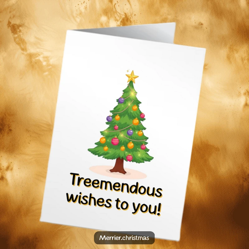 Funny Free Printable Birthday Card: Cute Christmas tree with sparkling ornaments twinkling with joy.