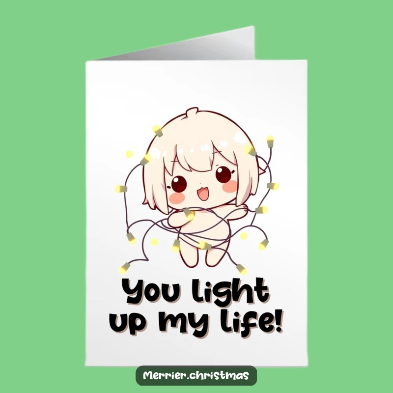 Free Printable Birthday Card: Kawaii Light Tangle, Funny Festive Downloadable Gift