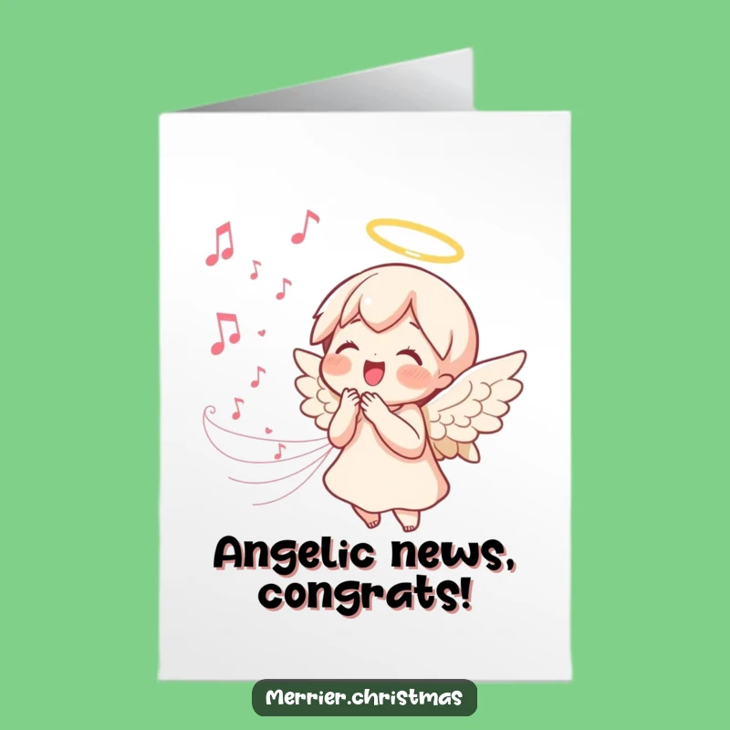 Melodious Congrats Card: Singing Angel Free Printable, Joyful Art