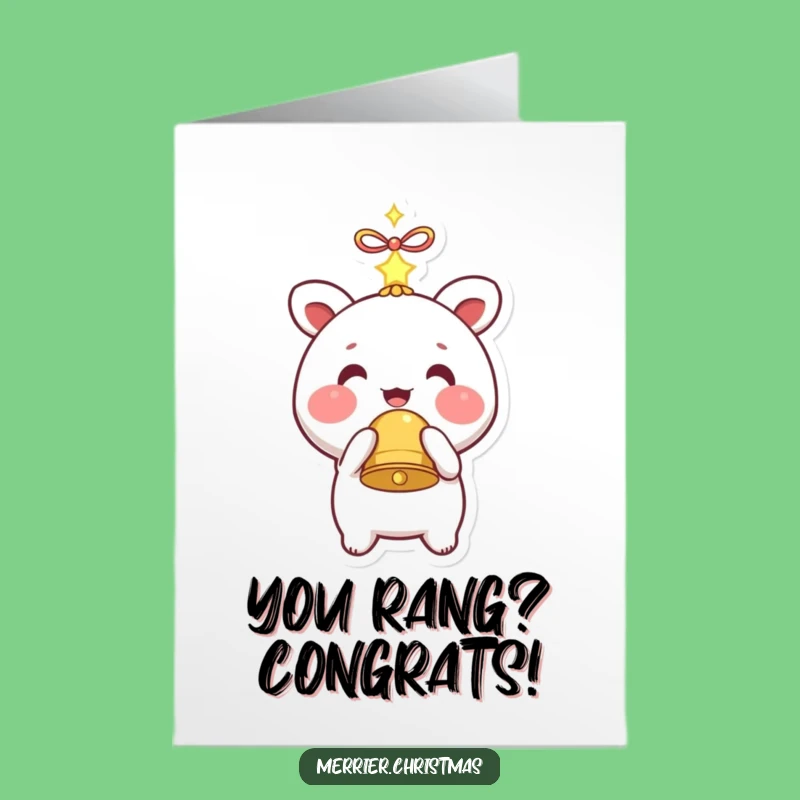 Charming Free Printable Congrats Card: Kawaii Bell Character - Funny Downloadable Gift!