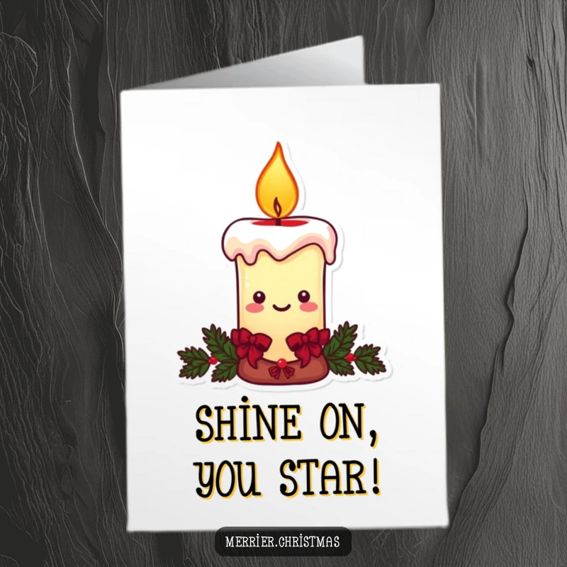 Funny Free Printable Congrats Card: A candle character radiating warmth with a happy, smiling flame.
