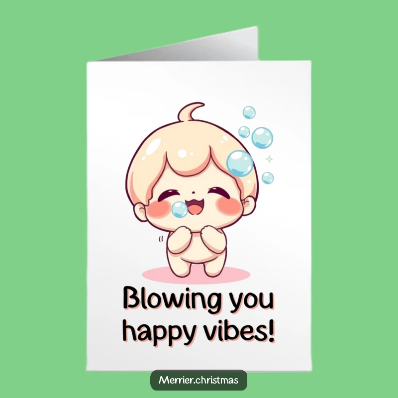 Free Printable Congrats Card: Kawaii Bubbles Joyful Downloadable Cheer