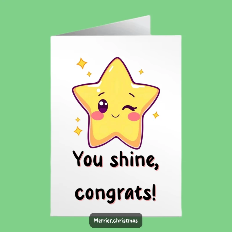 Free Printable Kawaii Star Congrats Card: Winking Shine for a Brilliant Achievement
