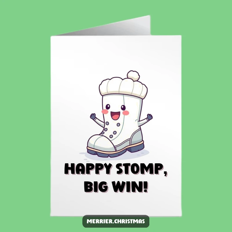 Free Printable Congrats Card: Stomping Boot Playful Achievement Downloadable Gift