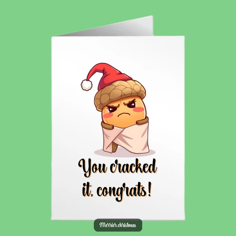 Free Printable Congrats Card: Grumpy Acorn's Gift Struggles Funny Downloadable